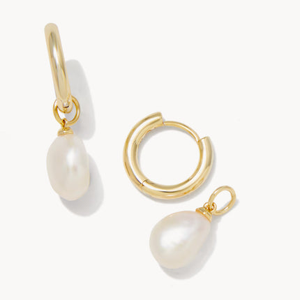 Willa Gold Pearl Huggie Earrings w/ Freshwater Cultured Pearl