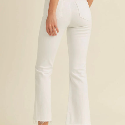 Just Black Denim: Optic White High Rise Crop Flare Jeans