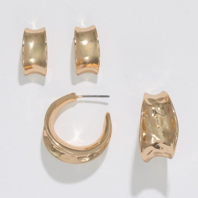 Hammered Gold Hoops Duo