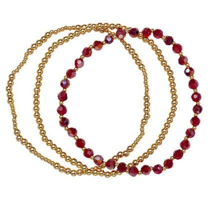 18K Gold Set of Three Birthstone Bracelets