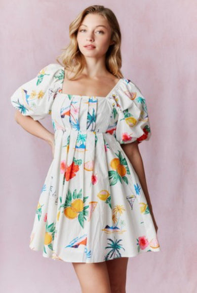 Printed Cotton Poplin Mini Dress