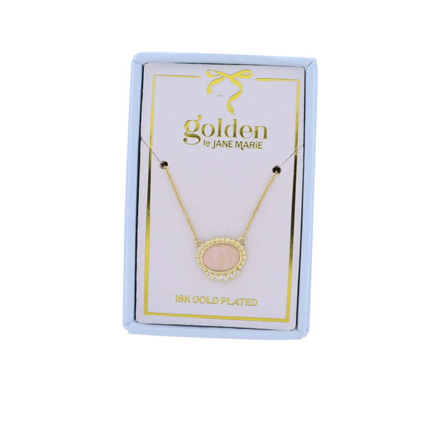 Pale Pink Oval with Crystal Accents