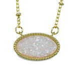 AB White Oval Druzy
