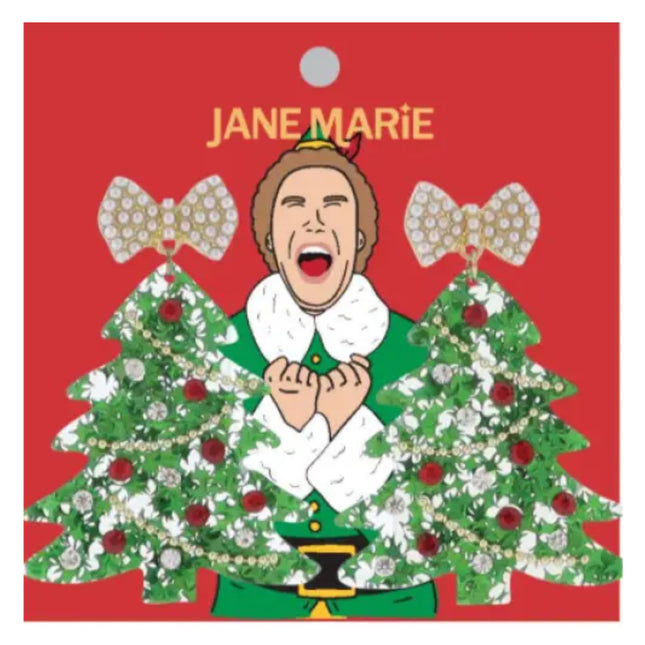 Clear Acrylic Christmas Tree with Pearl Bow Earring