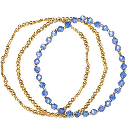 18K Gold Set of Three Birthstone Bracelets