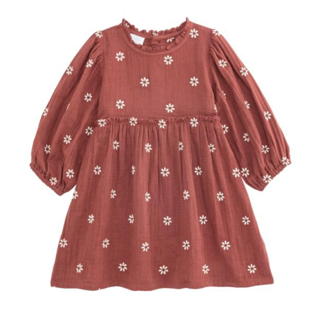 Embroidered Daisy Crinkle Gauze Dress