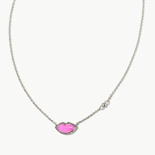 Lips Pendant Necklace Hot Pink Mother of Pearl – Shimmer Boutique