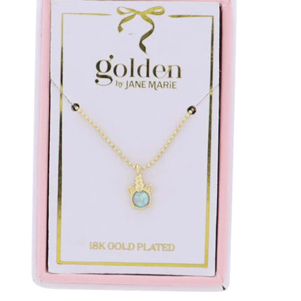 Plated Necklace with Opal Unicorn