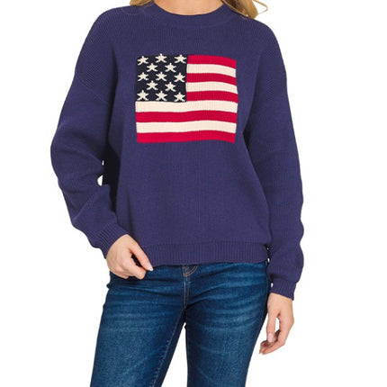American Flag Crewneck Sweater