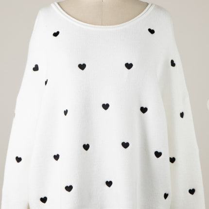 Embroidered Confetti Heart Sweater