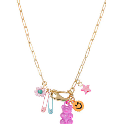 Kids Gold Chain Necklace w/ Gold Hinge & charms