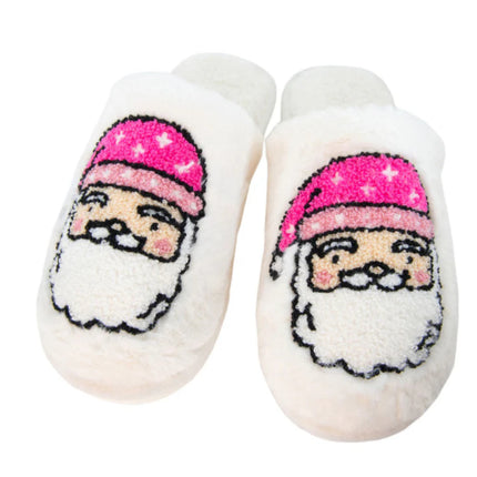 Pink Santa Face Slippers