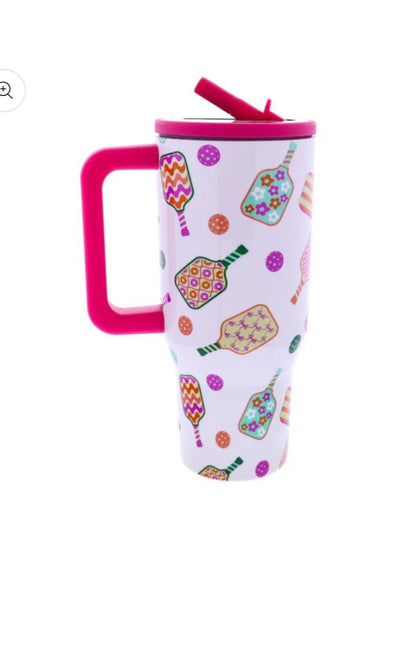 Pickle Ball 30 oz Tumbler with Flip Straw