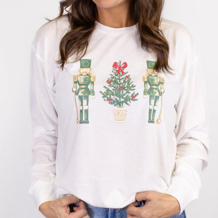 Watercolor Nutcracker Long Sleeve Crewneck