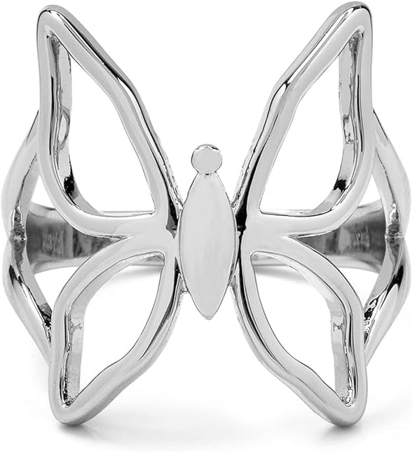 Butterfly Kiss Ring Silver