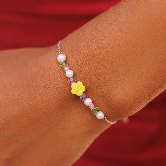 Resin Flower Bracelet Silver