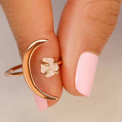 PuraVida Crescent Moon Ring Rose Gold