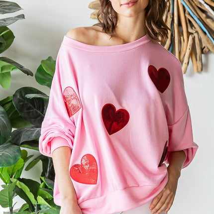 Hopely Sequin Hearts Sweatshirt