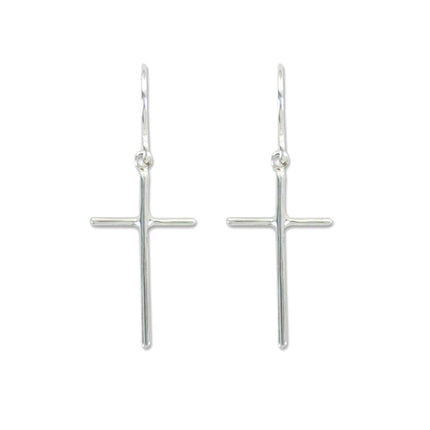 Periwinkle Silver Cross Earrings