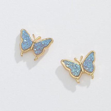 Periwinkle Earrings Iridescent Butterfly