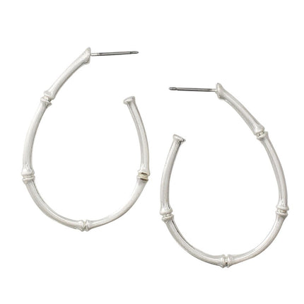 Periwinkle Silver Bamboo Oval Hoop Earrings