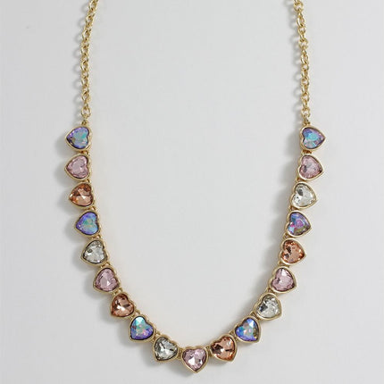 Periwinkle Necklace Gold Heart Multi Crystal