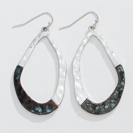 Periwinkle Silver Hammered patina Earrings