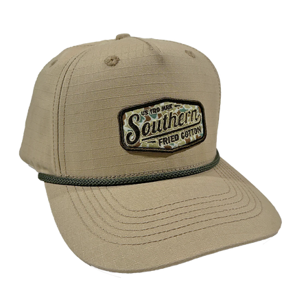 Southern Fried Cotton Khaki Rope Camo Hat