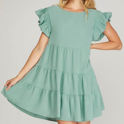 She & Sky Ruffled Tiered Dress