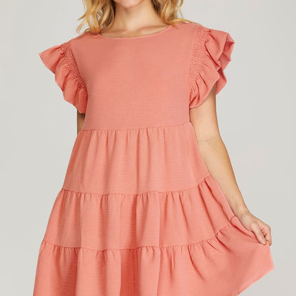 She & Sky Ruffled Tiered Dress