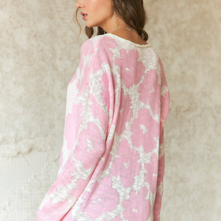 Adora Pink Flower Light Sweater