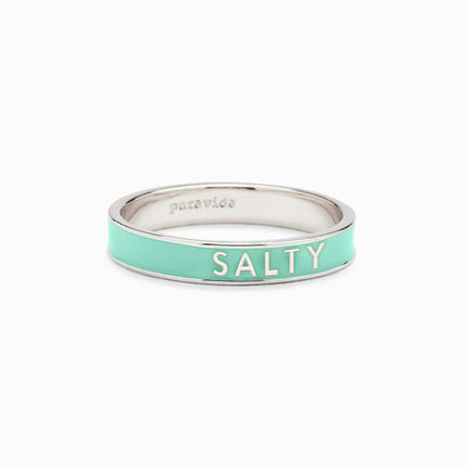 Pura Vida salty enamel word ring