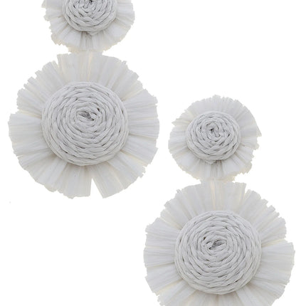 Canvas: White Maui Raffia Statement Earrings