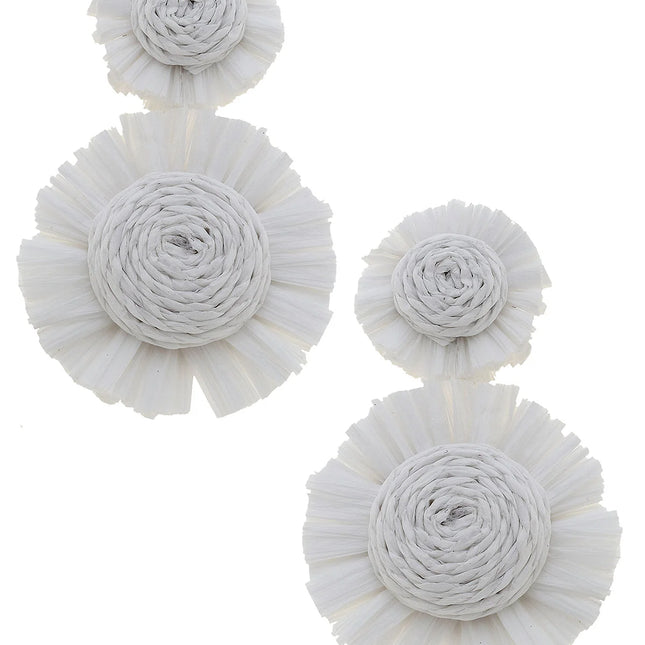 White Maui Raffia Statement Earrings