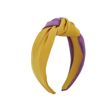 Gameday Knot Satin Headband Purple/Yellow