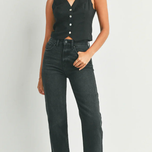 Black Highrise Straight Leg