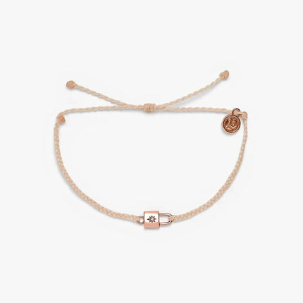 Pura Vida Lock Charm Rose Gold Bracelet