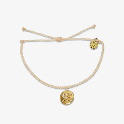 Pura Vida Crystal Wave Coin Gold Bracelet