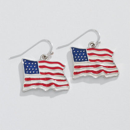 Periwinkle Earrings Red White And Blue Flags