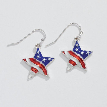 Periwinkle Earrings Patriotic Flag Stars