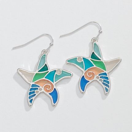 Periwinkle Earrings Multi-Colored Starfish