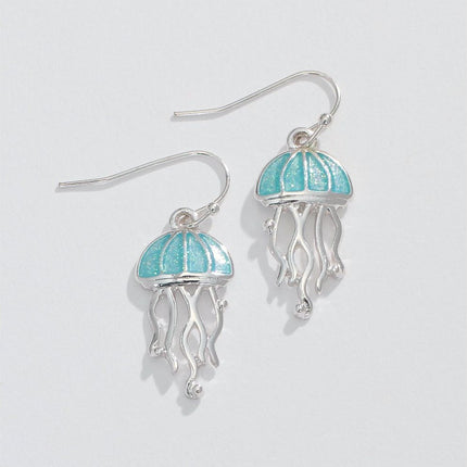 Periwinkle Earrings Aqua Glitter Jellyfish