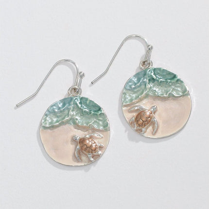 Periwinkle Earrings Turtle To Ocean Surf