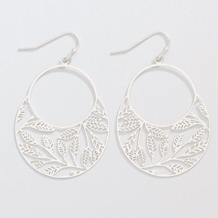 Periwinkle Silver Leaf Cut Out Drop Earrings