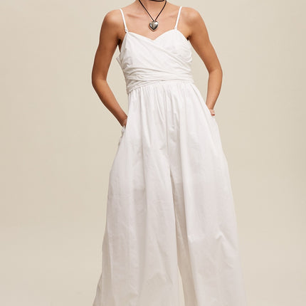 Listicle Wrap Wide Leg Pant Jumpsuit