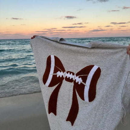 SUNKISSEDCOCONUT Football Bows Embroider Tee