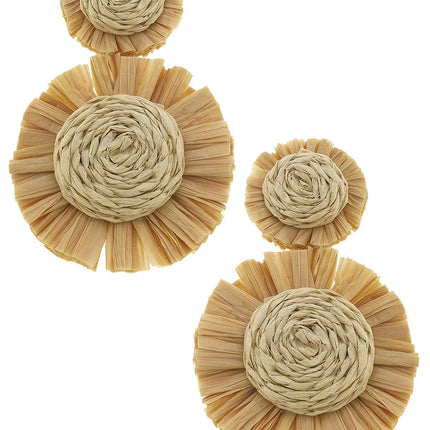 Canvas: Maui Raffia Statement Earrings in Natural