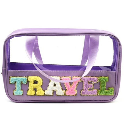 Zenana Travel Chenille Letter Clear Bag