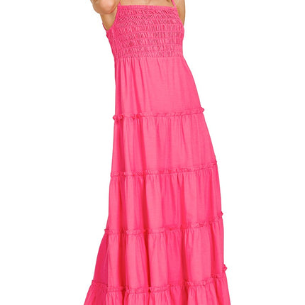 Zenana Smocked Tiered Cami Maxi Dress