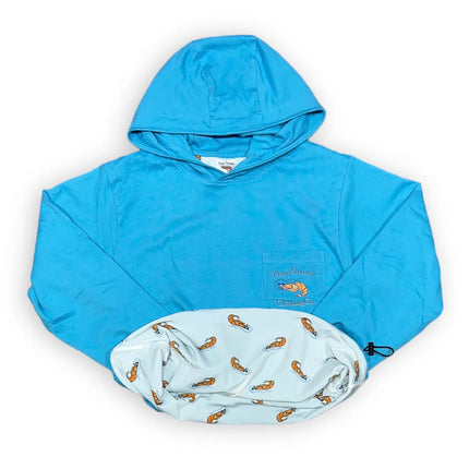 Pimp Shrimp Comfort Lined T-Shirt Hoodie: Blue Mist